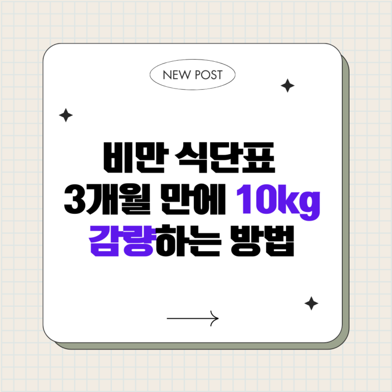 비만 식단표, 3개월 만에 10kg 감량하는 방법