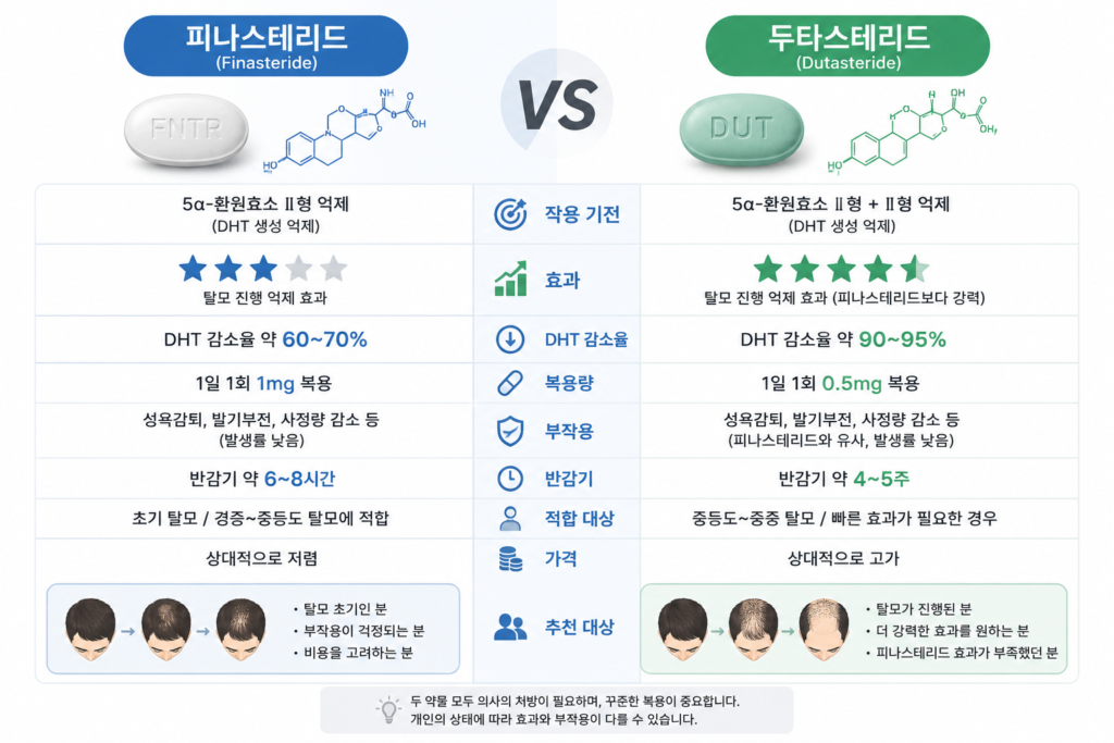 피나스테리드 두타스테리드 비교
